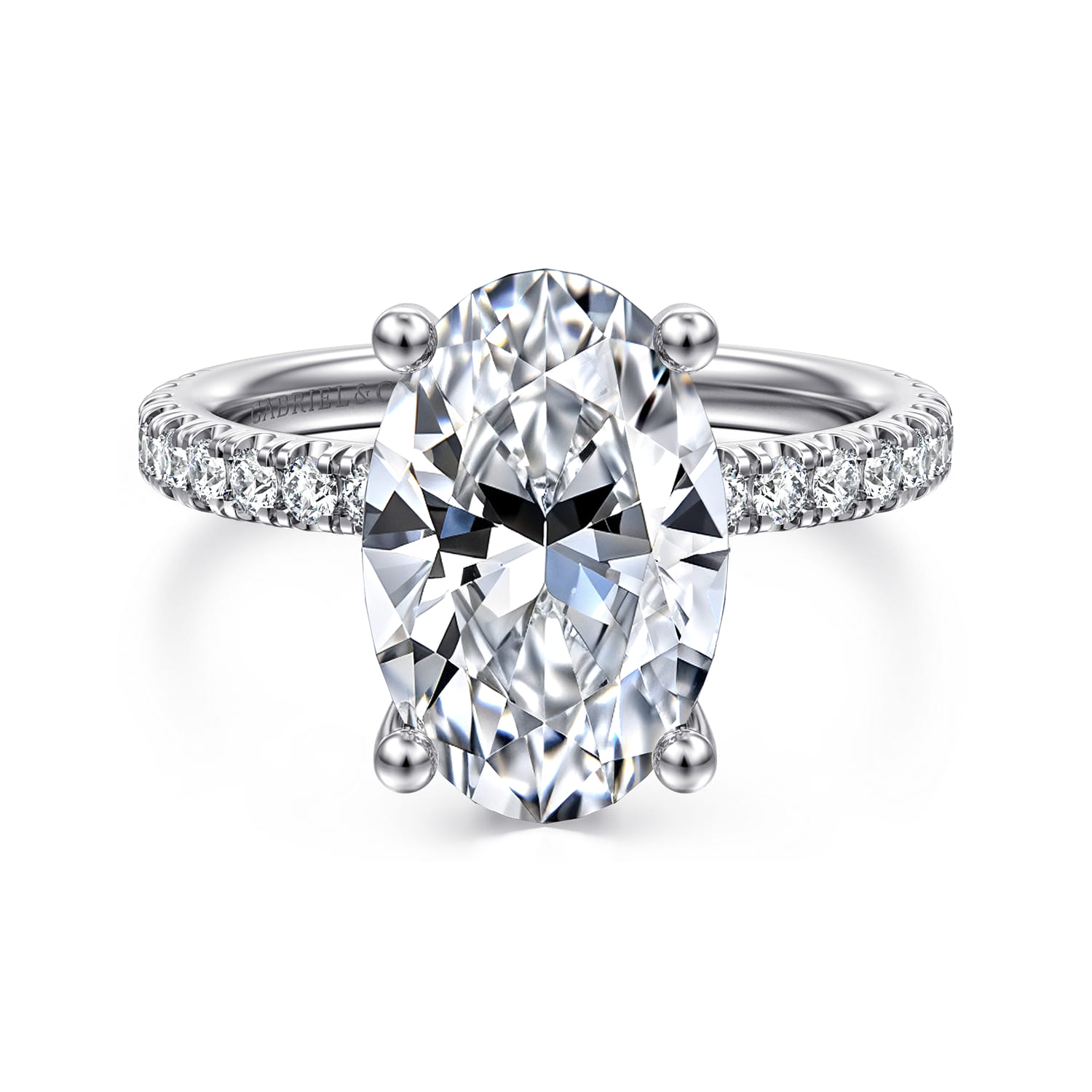 Amira - 14K White Gold Oval Diamond Engagement Ring - 0.6 ct - Shot 1