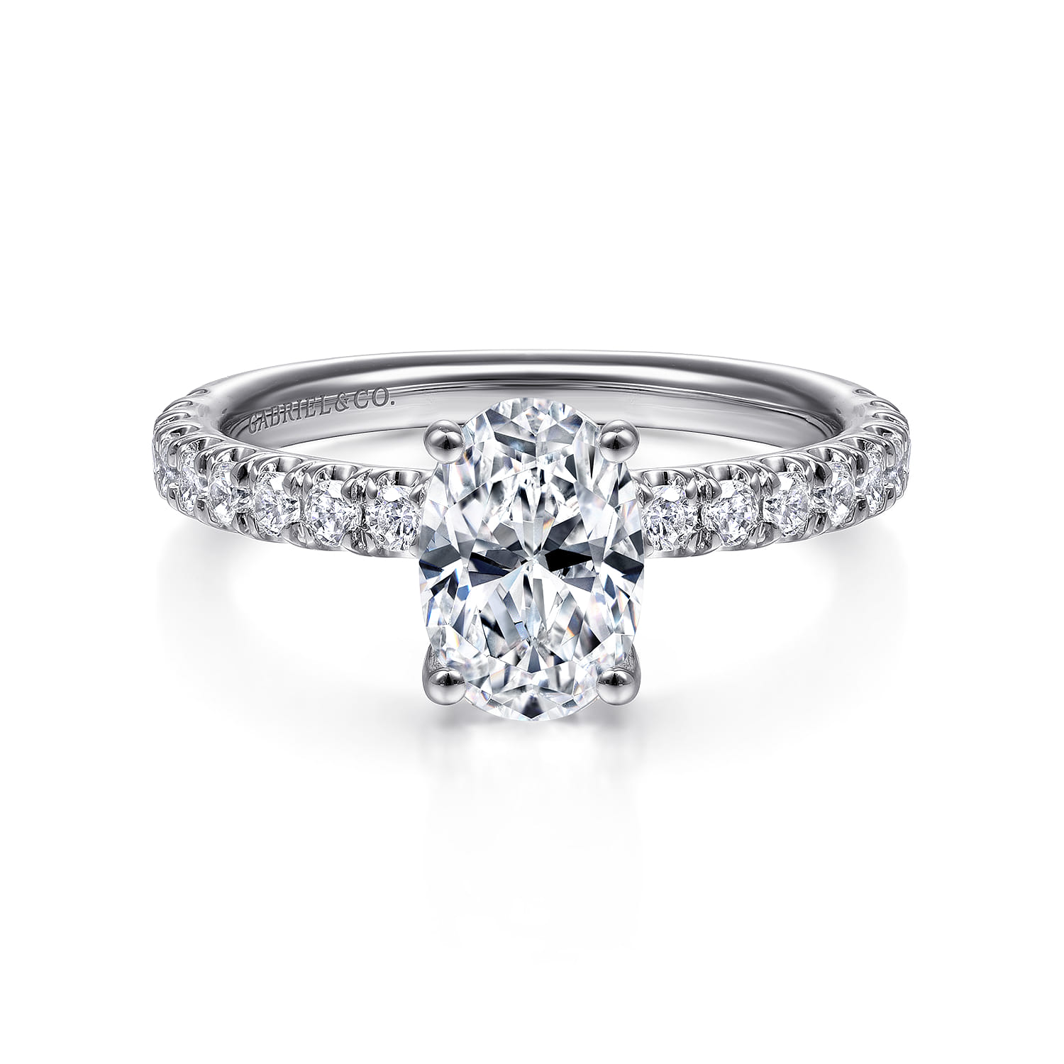Amira - 14K White Gold Oval Diamond Engagement Ring - 0.5 ct - Shot 1