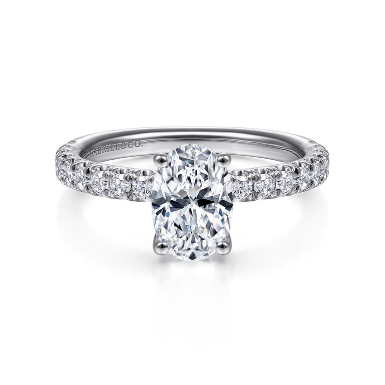 Amira - 14K White Gold Oval Diamond Engagement Ring - 0.5 ct - Shot 1