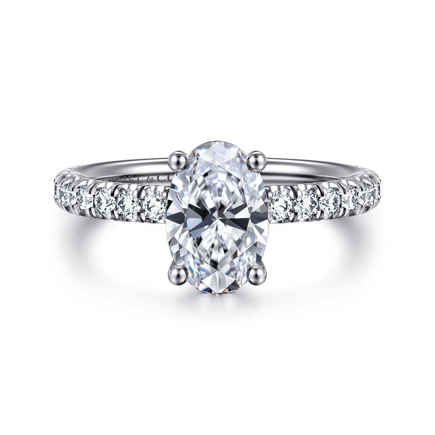 Amira - 14K White Gold Oval Diamond Engagement Ring - 0.52 ct - Shot 1