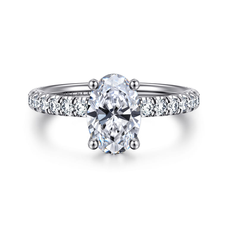 Amira - 14K White Gold Oval Diamond Engagement Ring - 0.52 ct - Shot 1