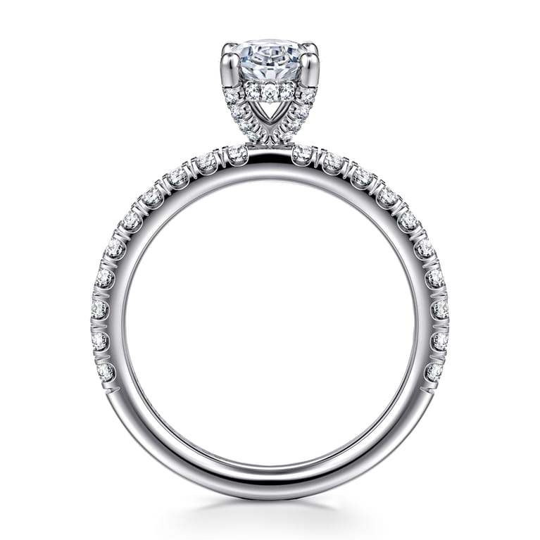 Amira - 14K White Gold Oval Diamond Engagement Ring - 0.52 ct - Shot 2