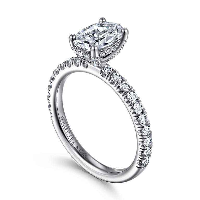 Amira - 14K White Gold Oval Diamond Engagement Ring - 0.52 ct - Shot 3