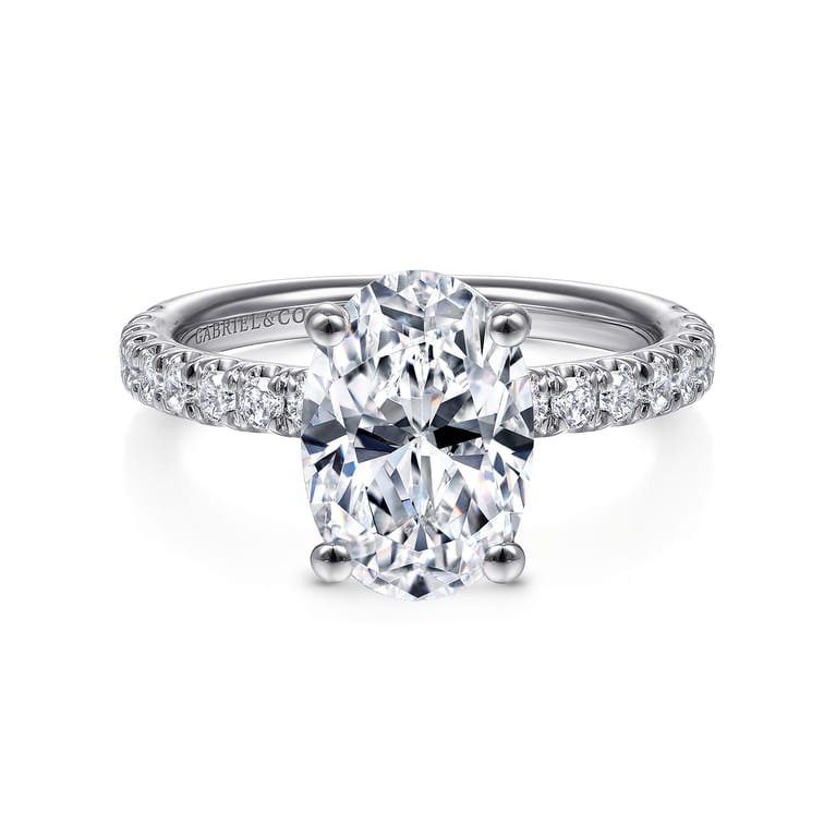 Amira - 14K White Gold Oval Diamond Engagement Ring - 0.55 ct - Shot 1