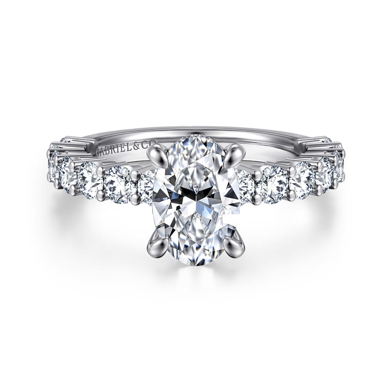 Brosnan - 14K White Gold Oval Diamond Engagement Ring - 1.1 ct - Shot 1