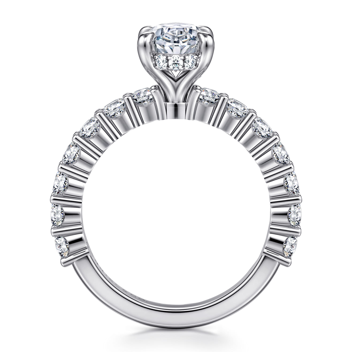 Brosnan - 14K White Gold Oval Diamond Engagement Ring - 1.1 ct - Shot 2