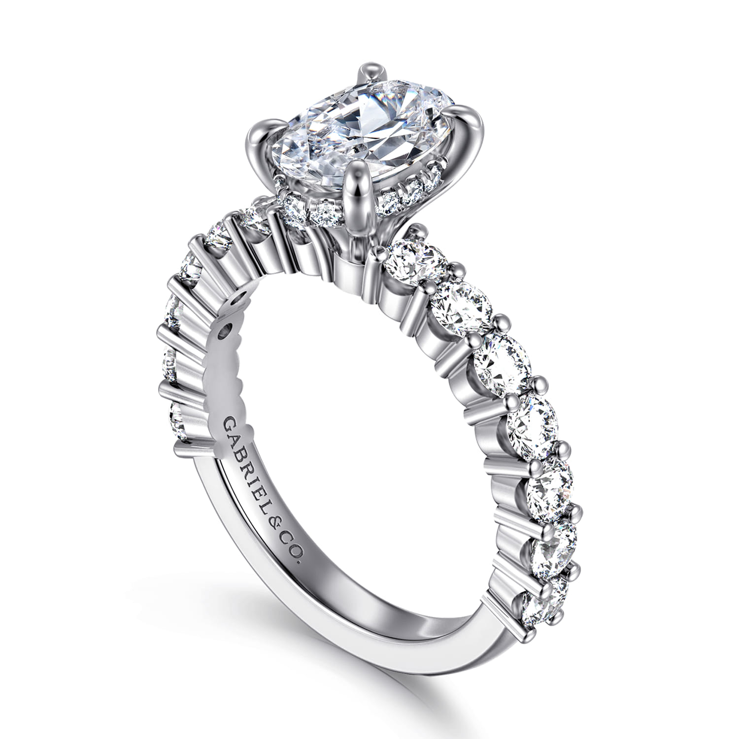 Brosnan - 14K White Gold Oval Diamond Engagement Ring - 1.1 ct - Shot 3