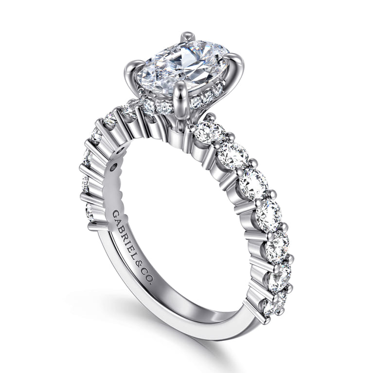 Brosnan - 14K White Gold Oval Diamond Engagement Ring - 1.1 ct - Shot 3