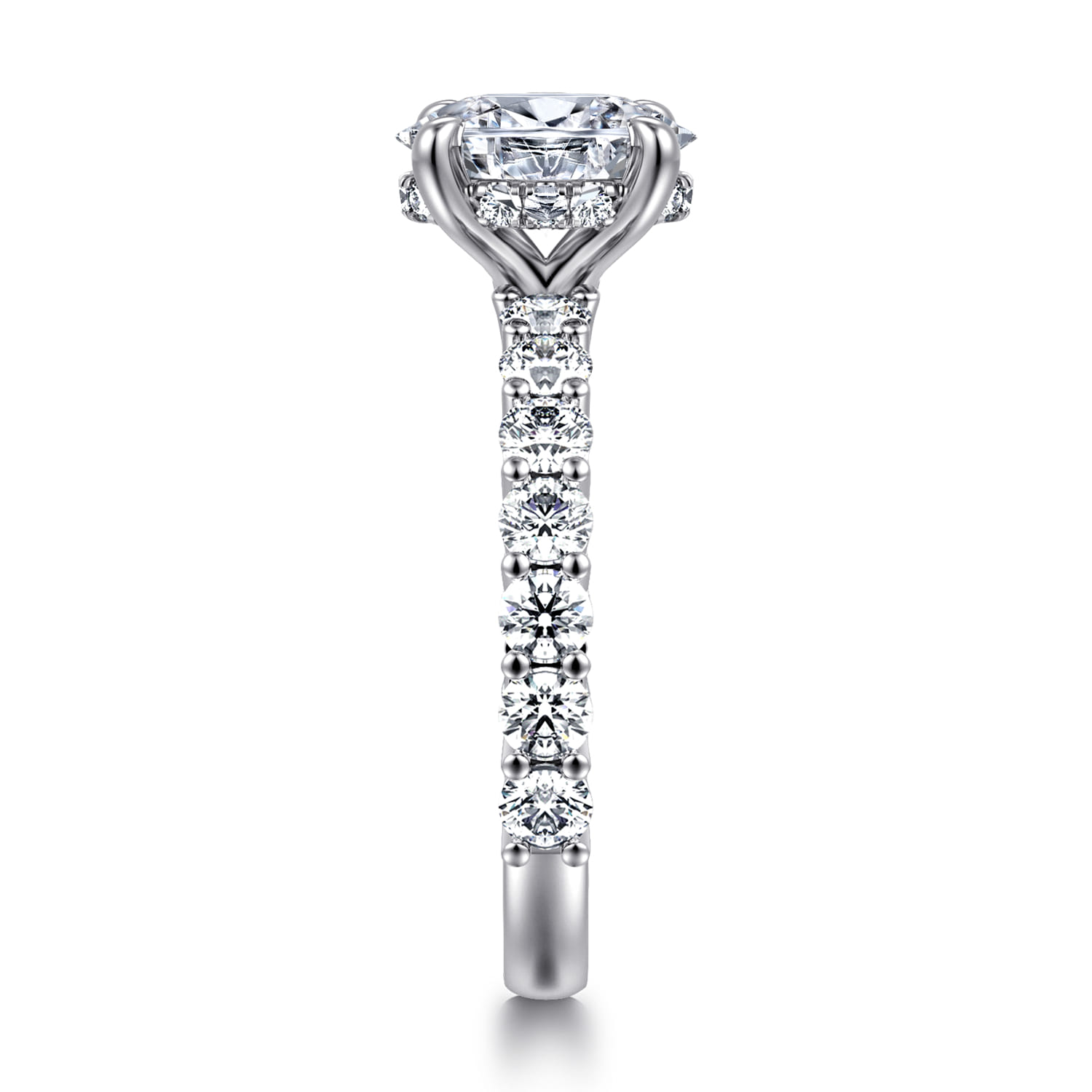 Brosnan - 14K White Gold Oval Diamond Engagement Ring - 1.1 ct - Shot 4