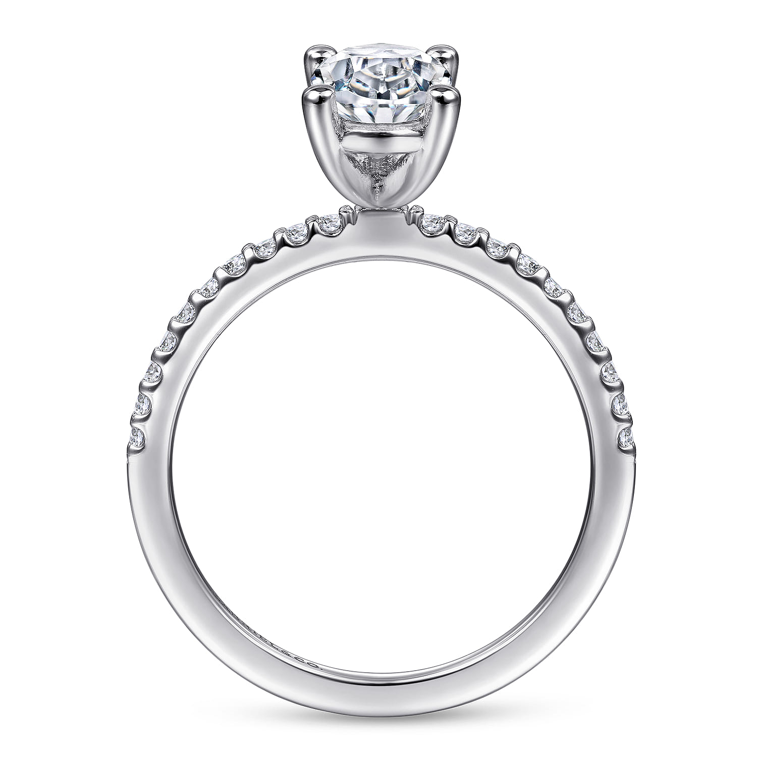 Amata - 14K White Gold Oval Diamond Engagement Ring - 0.14 ct - Shot 2