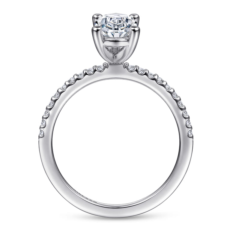 Amata - 14K White Gold Oval Diamond Engagement Ring - 0.14 ct - Shot 2