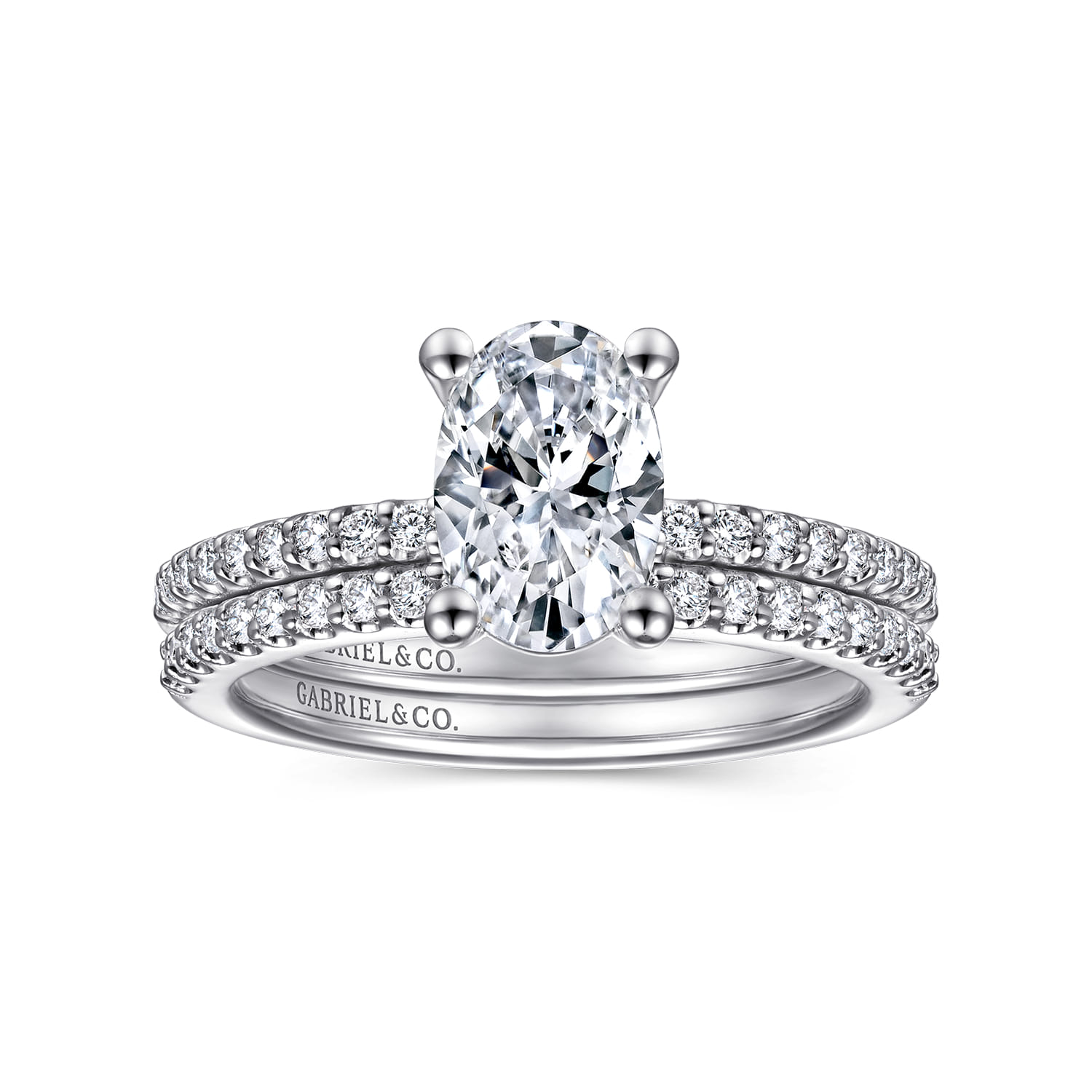 Amata - 14K White Gold Oval Diamond Engagement Ring - 0.14 ct - Shot 4