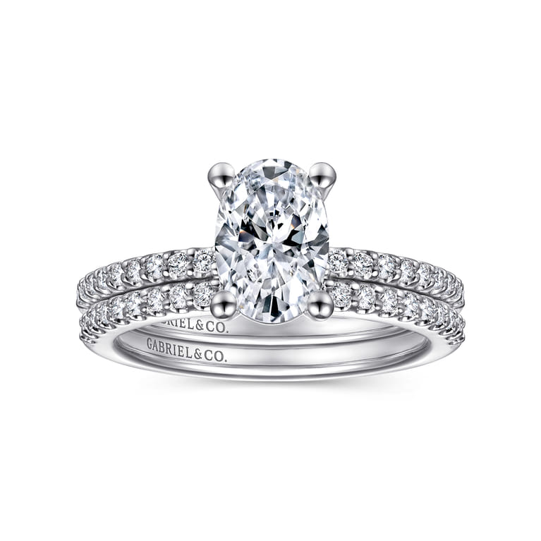 Amata - 14K White Gold Oval Diamond Engagement Ring - 0.14 ct - Shot 4