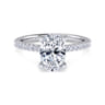 Amata - 14K White Gold Oval Diamond Engagement Ring - 0.14 ct