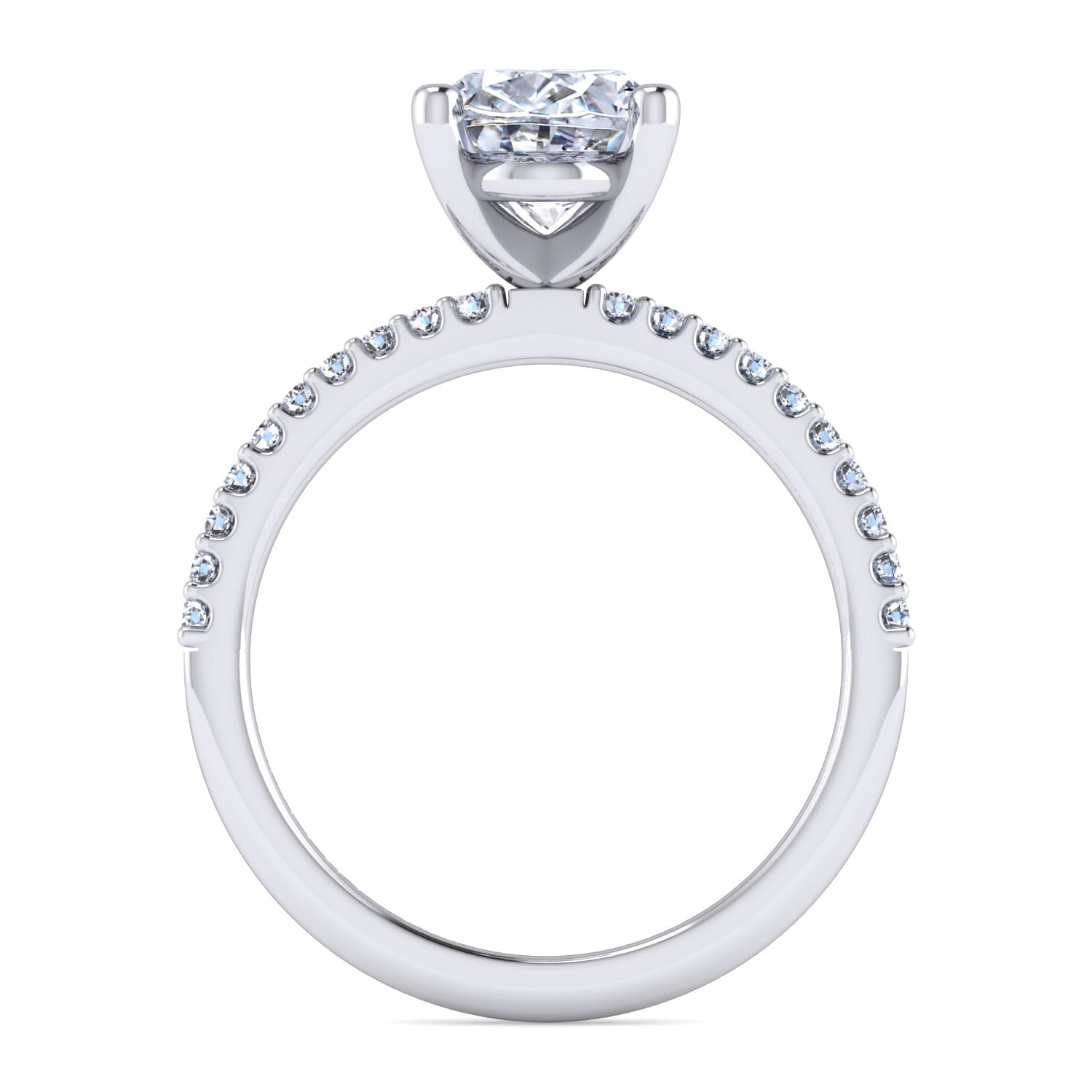 Amata - 14K White Gold Oval Diamond Engagement Ring - 0.14 ct - Shot 2
