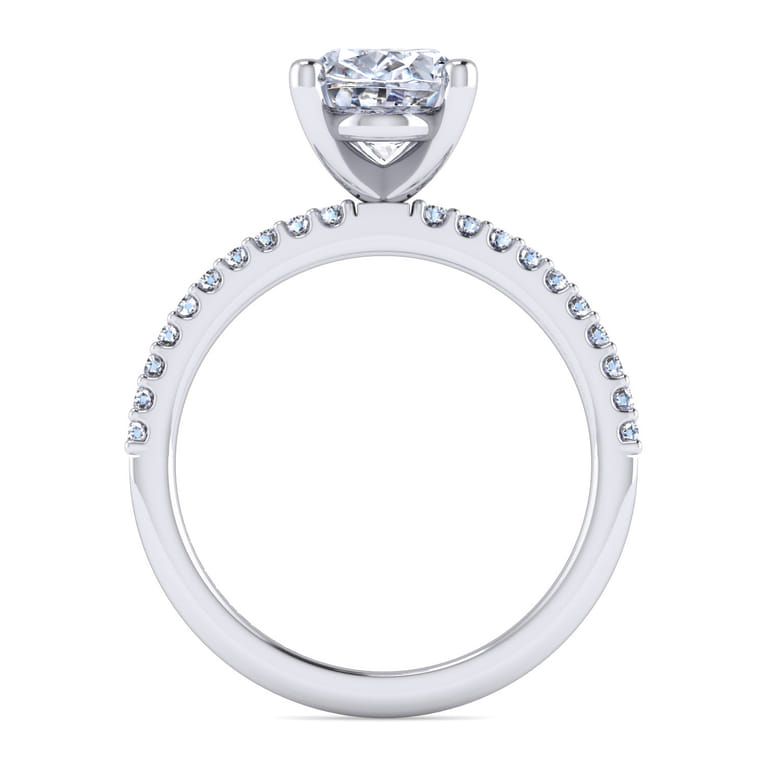 Amata - 14K White Gold Oval Diamond Engagement Ring - 0.14 ct - Shot 2