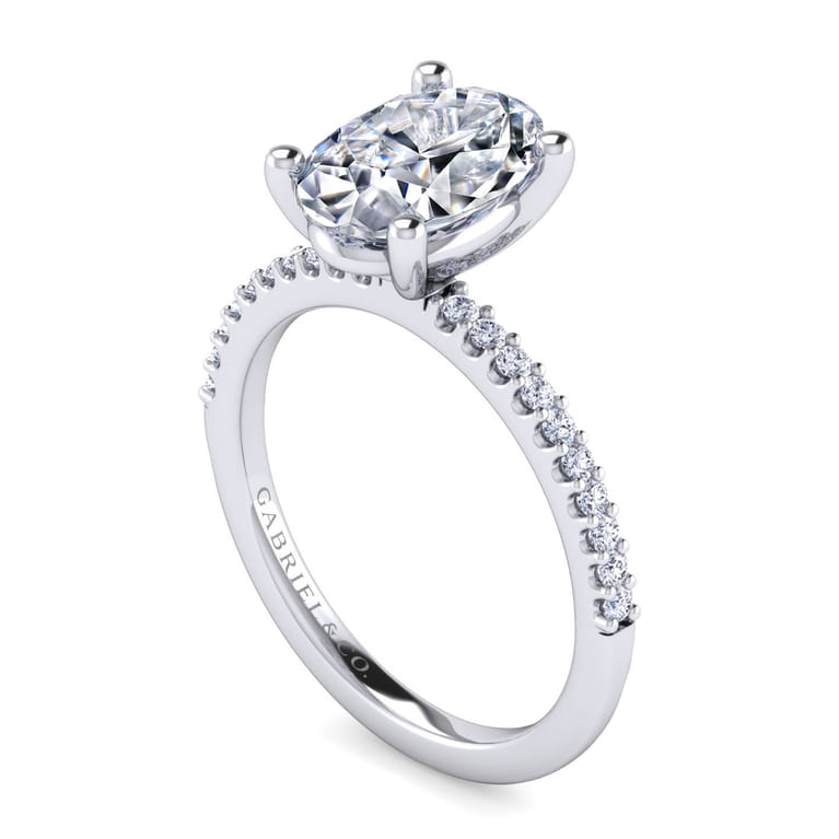 Amata - 14K White Gold Oval Diamond Engagement Ring - 0.14 ct - Shot 3