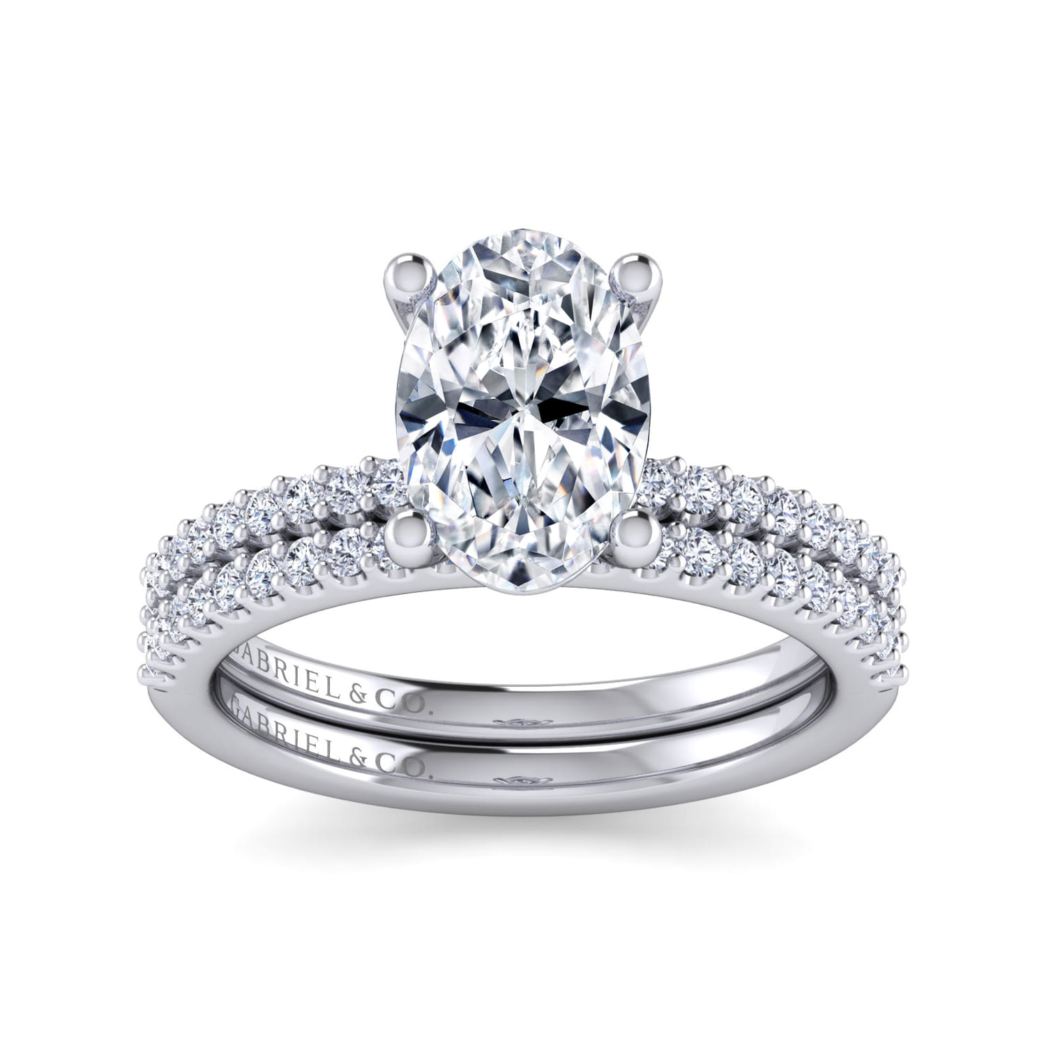Amata - 14K White Gold Oval Diamond Engagement Ring - 0.14 ct - Shot 4
