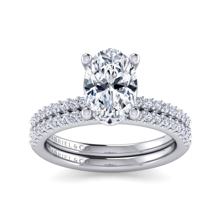 Amata - 14K White Gold Oval Diamond Engagement Ring - 0.14 ct - Shot 4