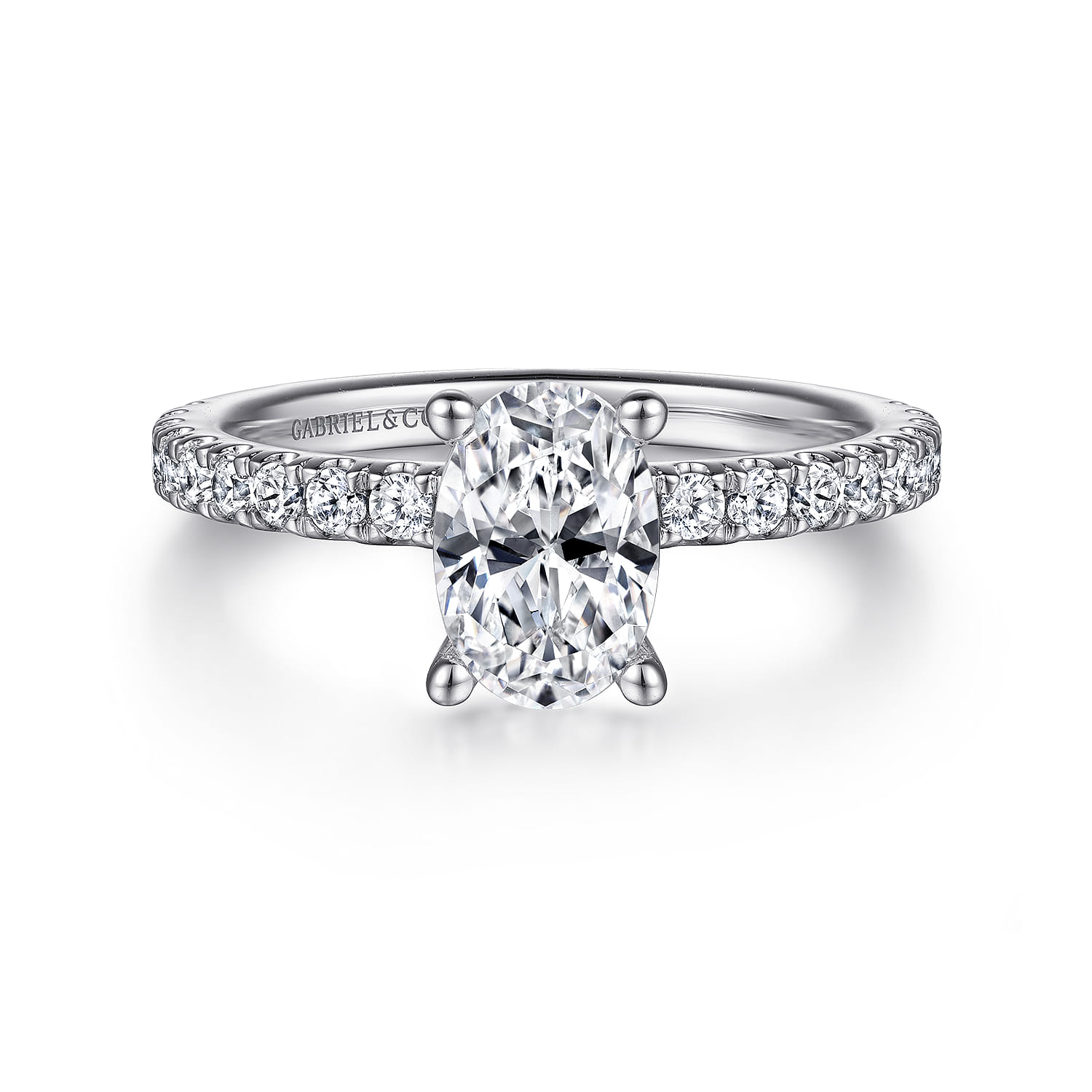 Ulani - 14K White Gold Oval Diamond Engagement Ring - 0.49 ct - Shot 1