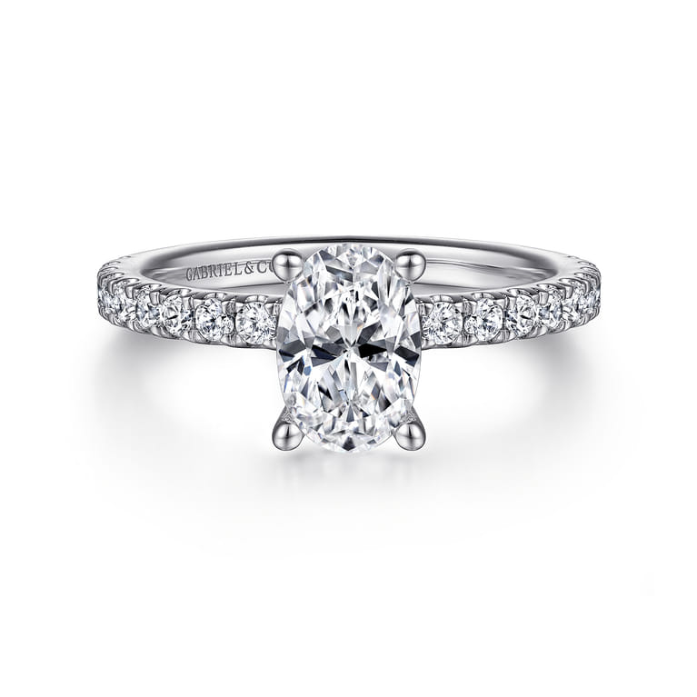 Ulani - 14K White Gold Oval Diamond Engagement Ring - 0.49 ct - Shot 1