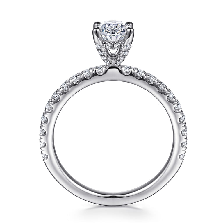 Ulani - 14K White Gold Oval Diamond Engagement Ring - 0.49 ct - Shot 2