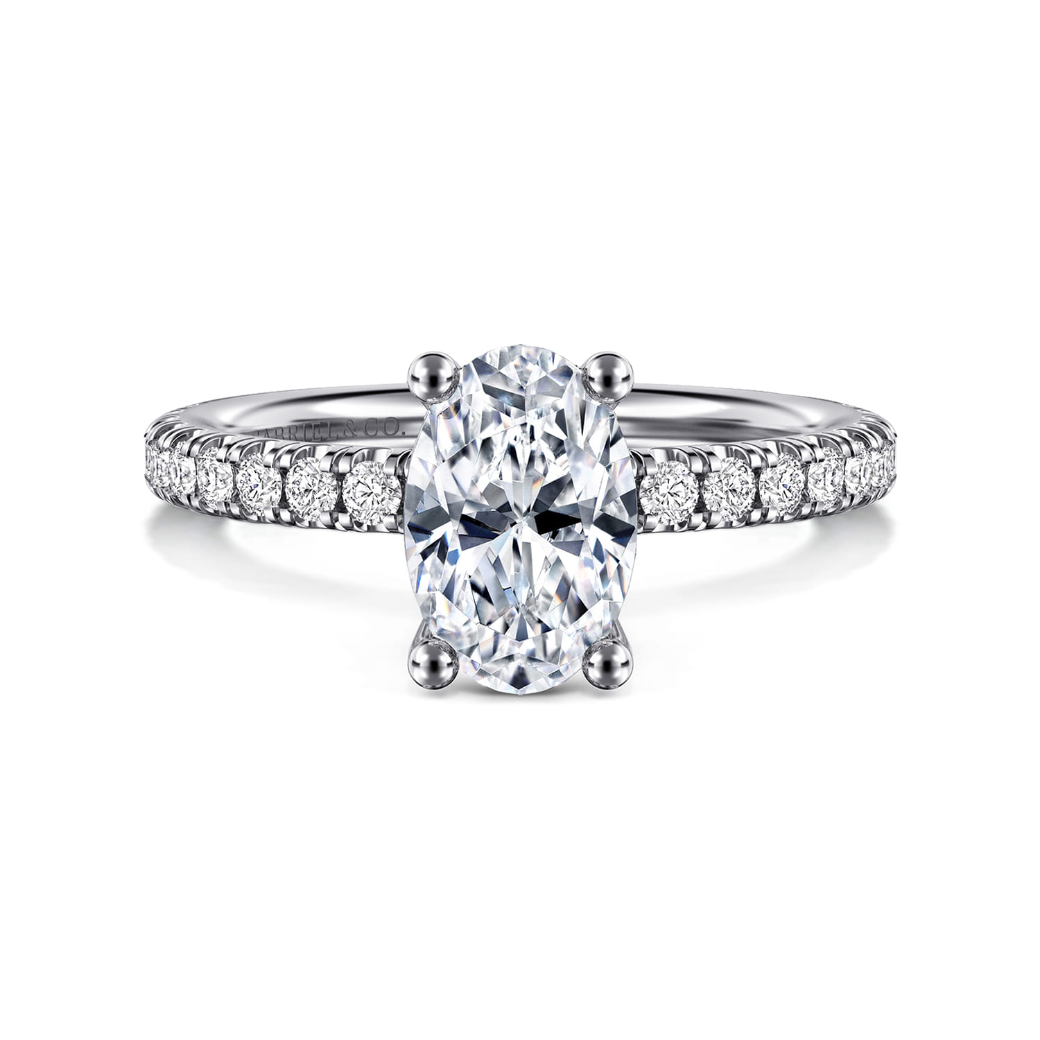 Ulani - 14K White Gold Oval Diamond Engagement Ring - 0.52 ct - Shot 1