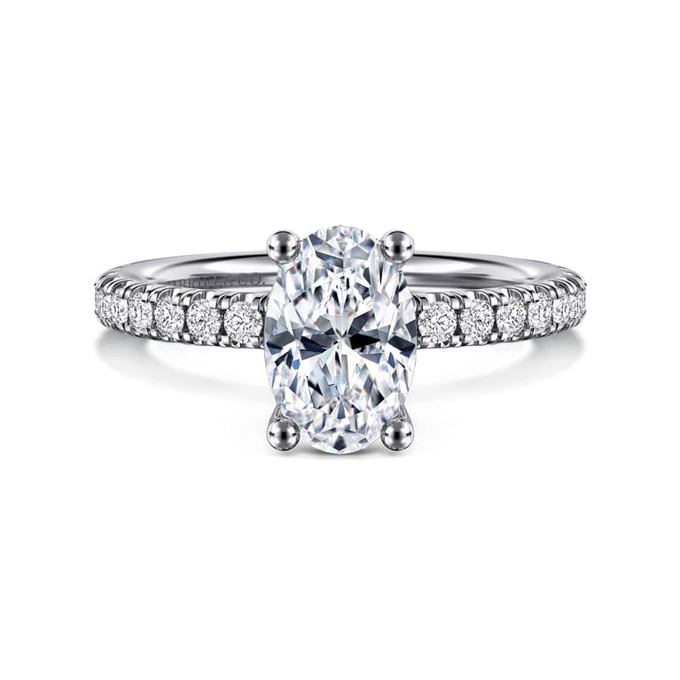 Ulani - 14K White Gold Oval Diamond Engagement Ring - 0.52 ct - Shot 1