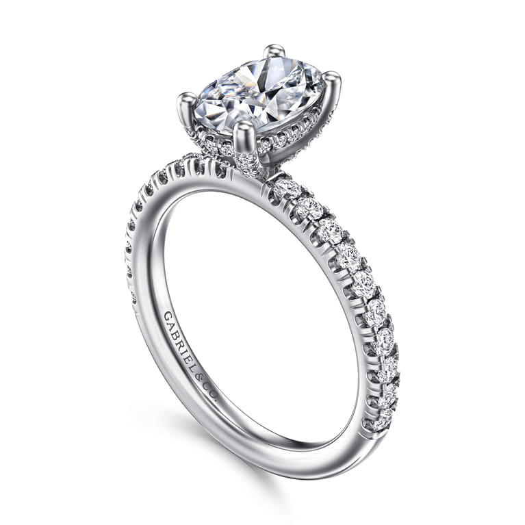 Ulani - 14K White Gold Oval Diamond Engagement Ring - 0.52 ct - Shot 3