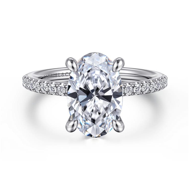 Broderick - 14K White Gold Oval Diamond Engagement Ring - 0.33 ct - Shot 1