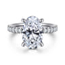 14K White Gold Oval Diamond Engagement Ring - 0.3 ct