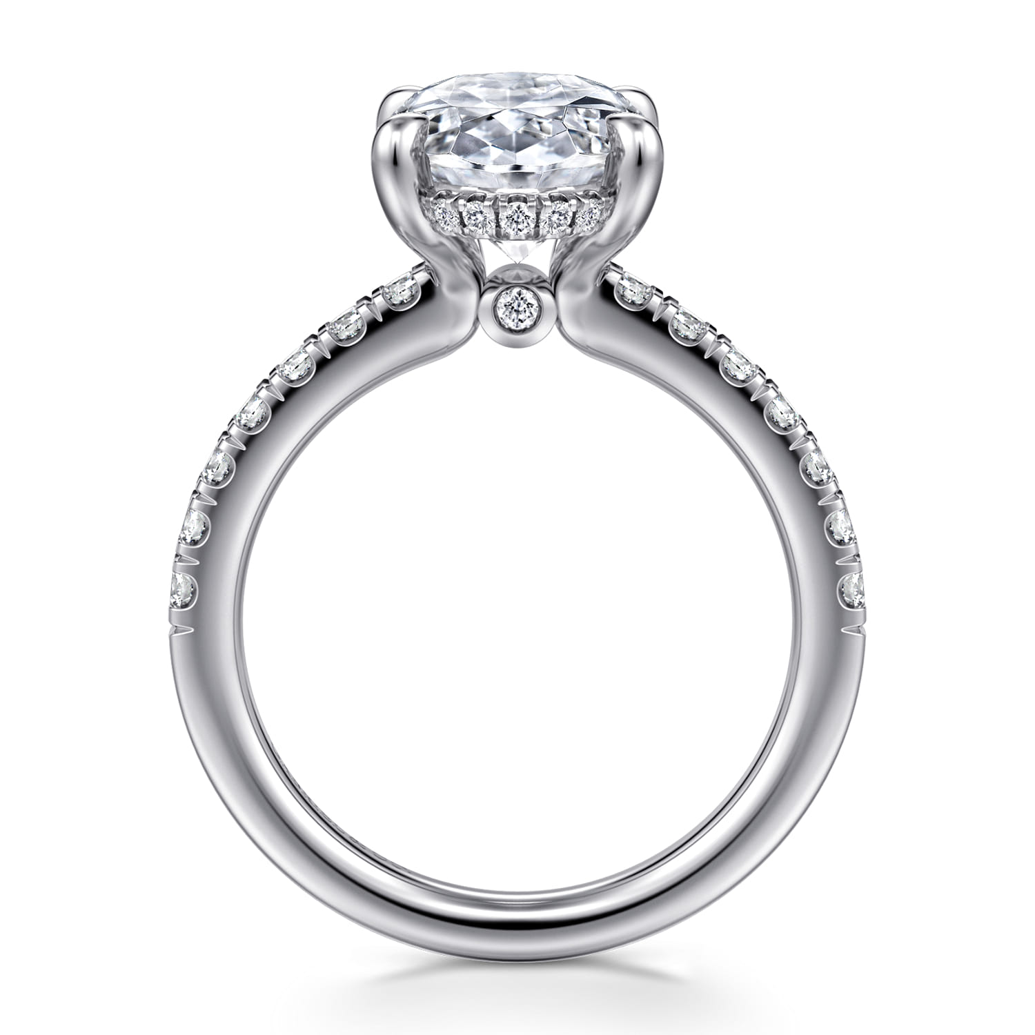14K White Gold Oval Diamond Engagement Ring - 0.3 ct - Shot 2