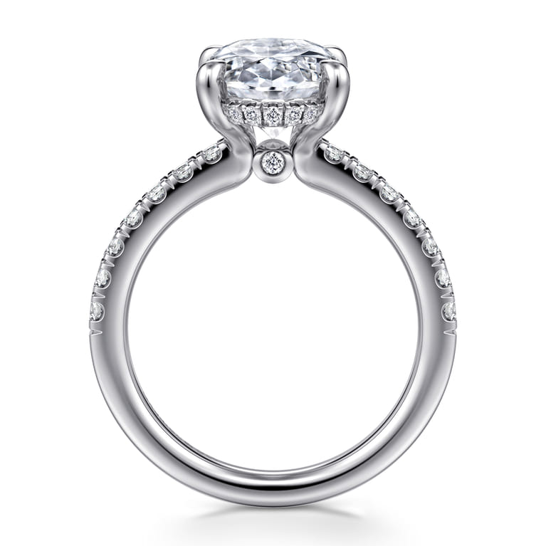 14K White Gold Oval Diamond Engagement Ring - 0.3 ct - Shot 2