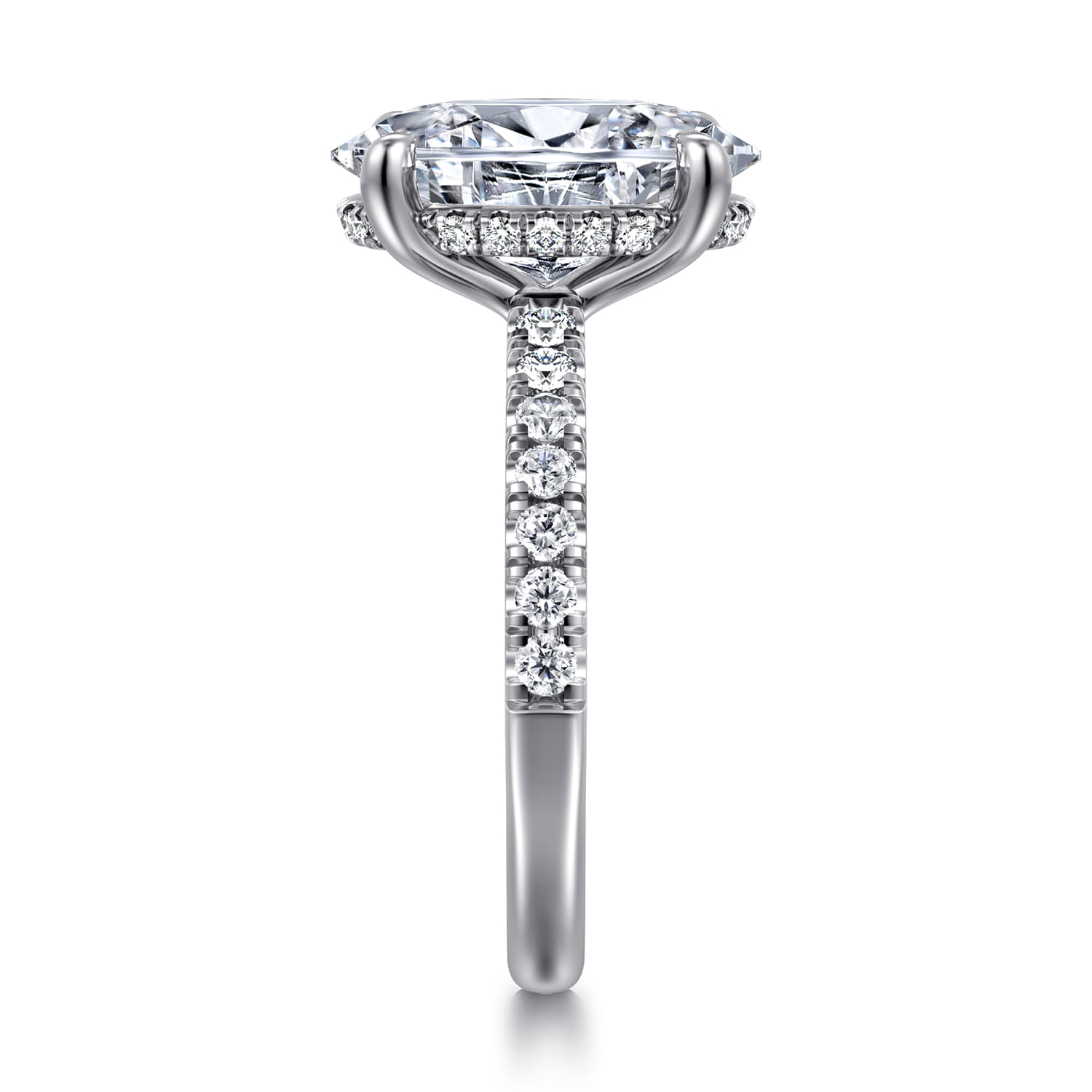 14K White Gold Oval Diamond Engagement Ring - 0.3 ct - Shot 4