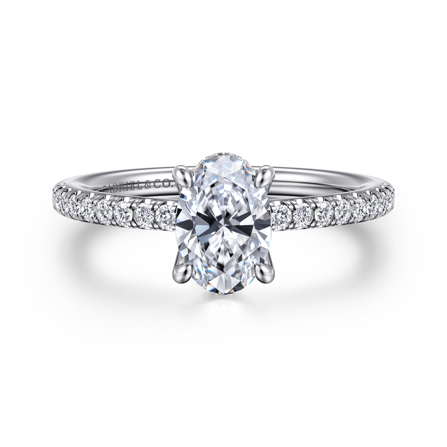 Broderick - 14K White Gold Oval Diamond Engagement Ring - 0.25 ct - Shot 1