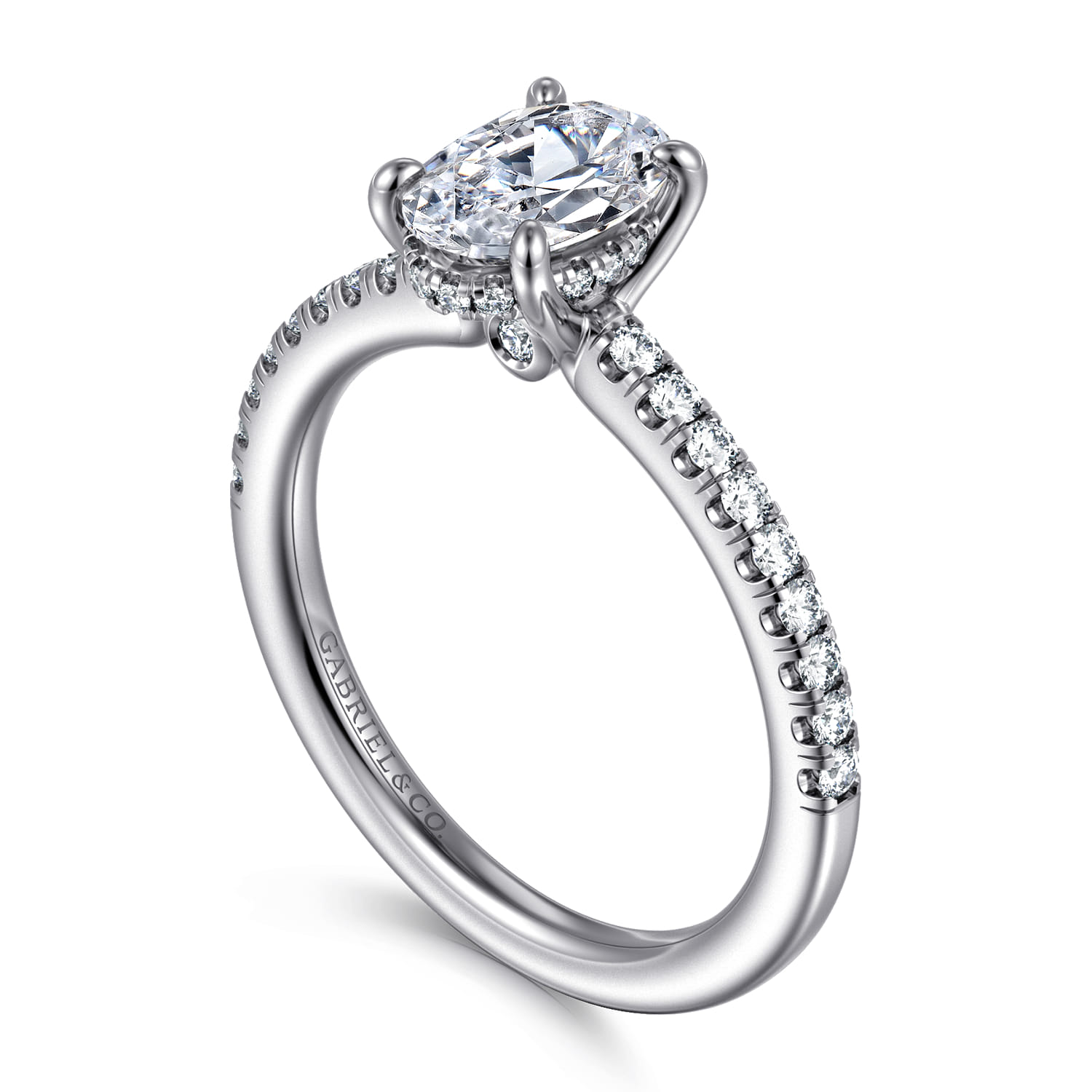 Broderick - 14K White Gold Oval Diamond Engagement Ring - 0.25 ct - Shot 3