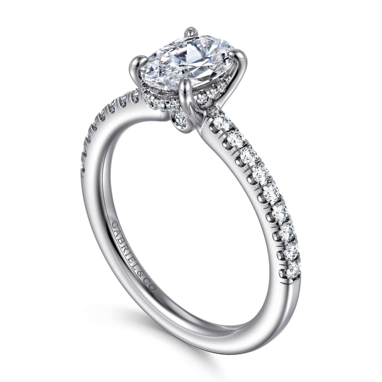 Broderick - 14K White Gold Oval Diamond Engagement Ring - 0.25 ct - Shot 3