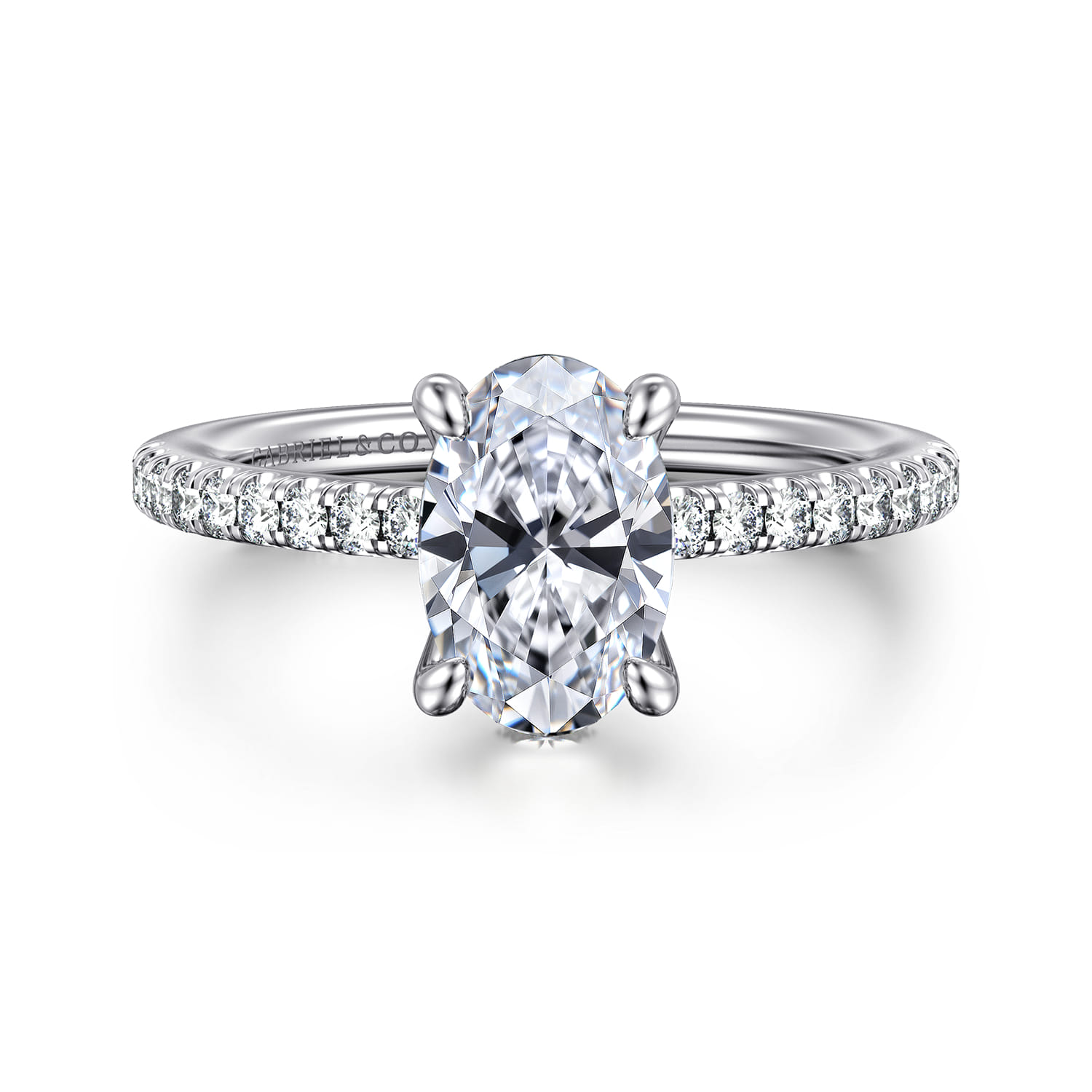 Broderick - 14K White Gold Oval Diamond Engagement Ring - 0.3 ct - Shot 1