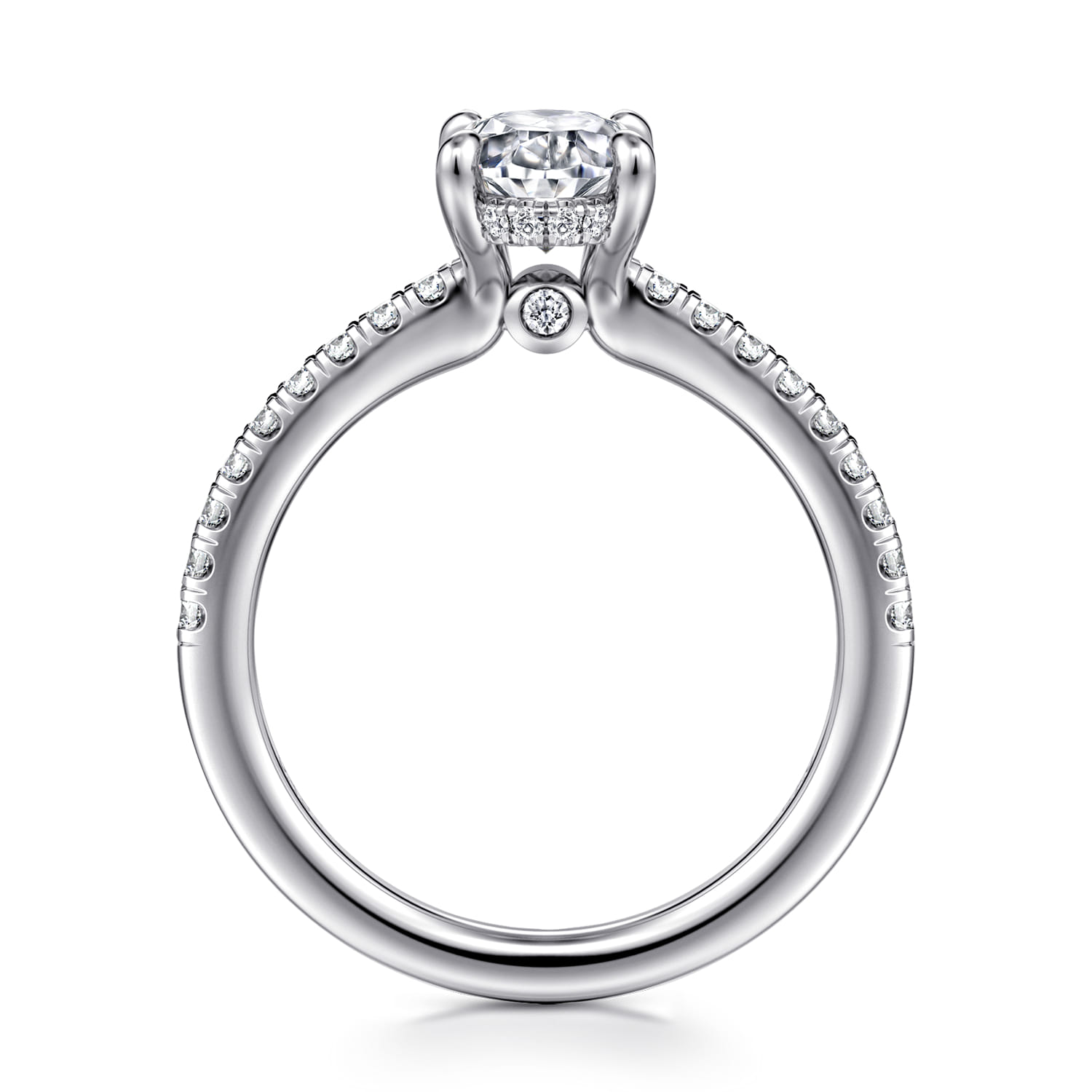 Broderick - 14K White Gold Oval Diamond Engagement Ring - 0.3 ct - Shot 2
