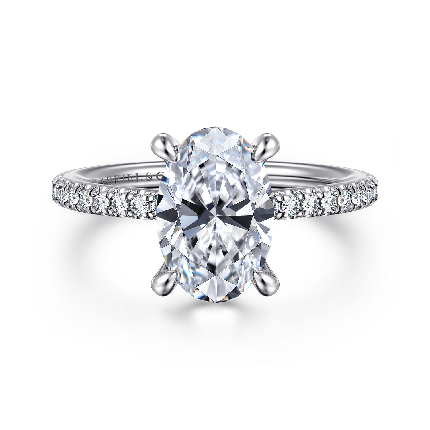 Broderick - 14K White Gold Oval Diamond Engagement Ring - 0.31 ct - Shot 1