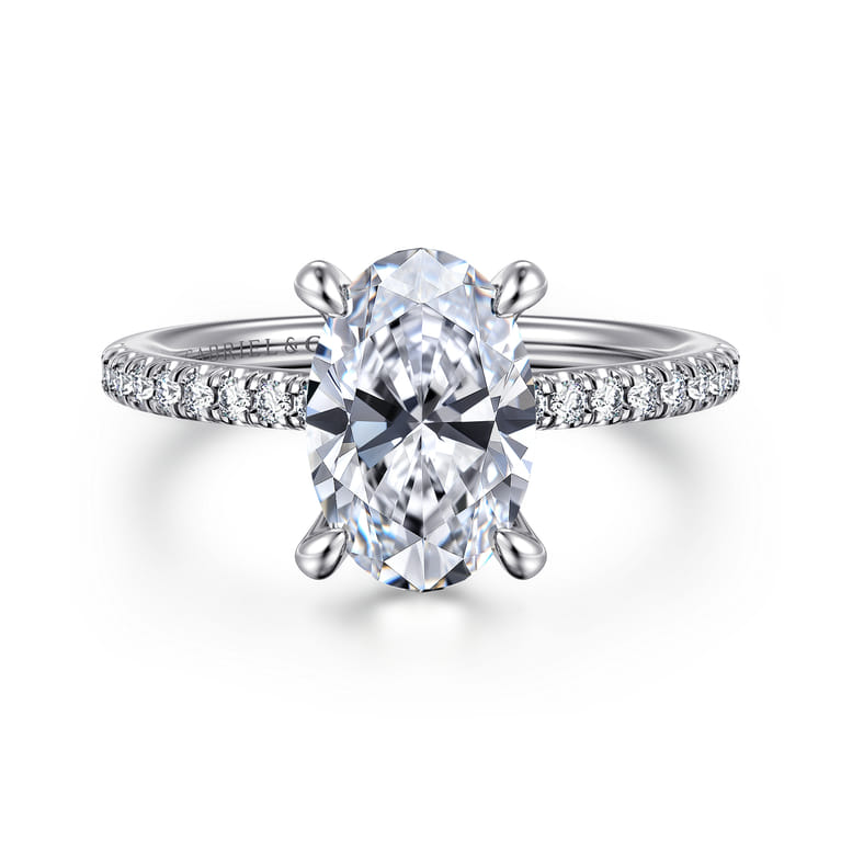 Broderick - 14K White Gold Oval Diamond Engagement Ring - 0.31 ct - Shot 1