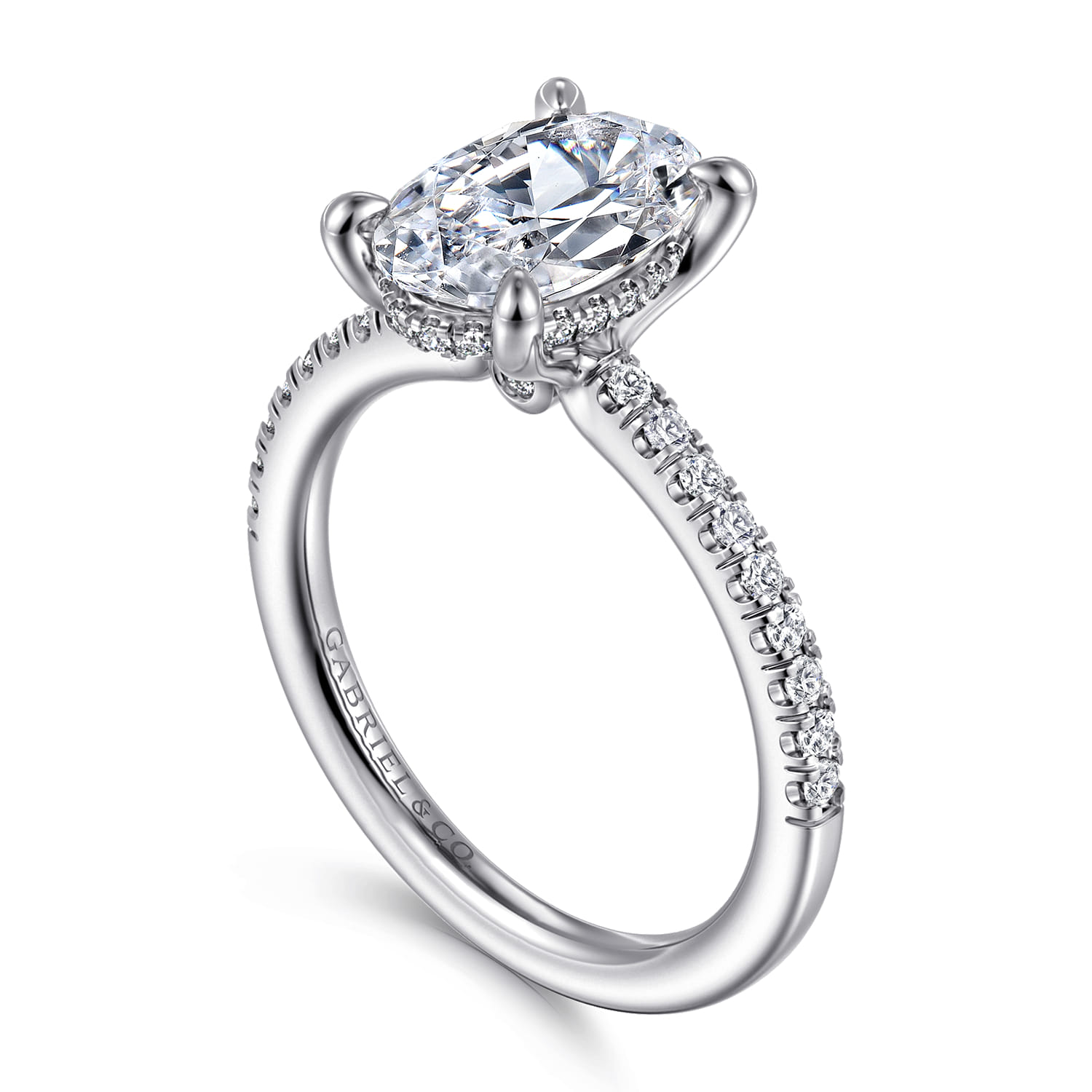 Broderick - 14K White Gold Oval Diamond Engagement Ring - 0.31 ct - Shot 3
