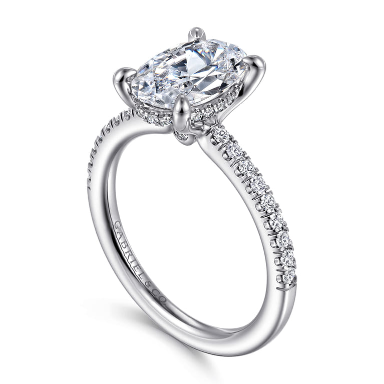 Broderick - 14K White Gold Oval Diamond Engagement Ring - 0.31 ct - Shot 3