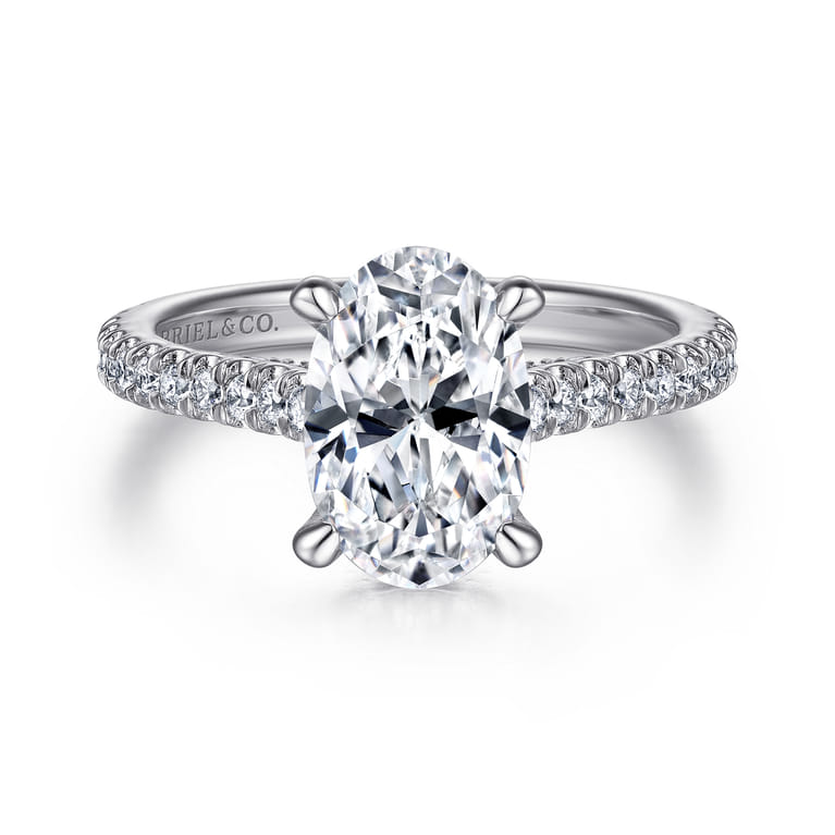 Charleston - 14K White Gold Oval Diamond Engagement Ring - 0.55 ct - Shot 1