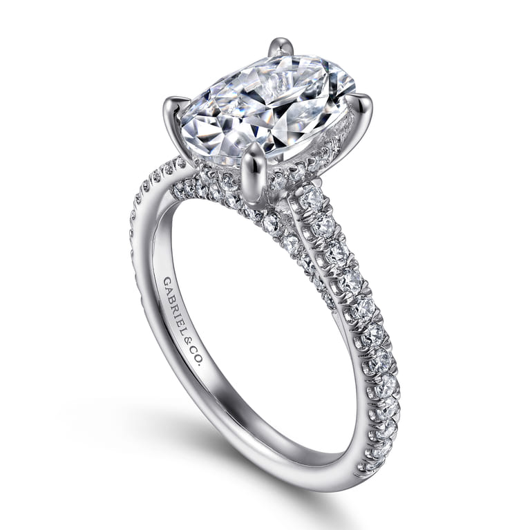 Charleston - 14K White Gold Oval Diamond Engagement Ring - 0.55 ct - Shot 3
