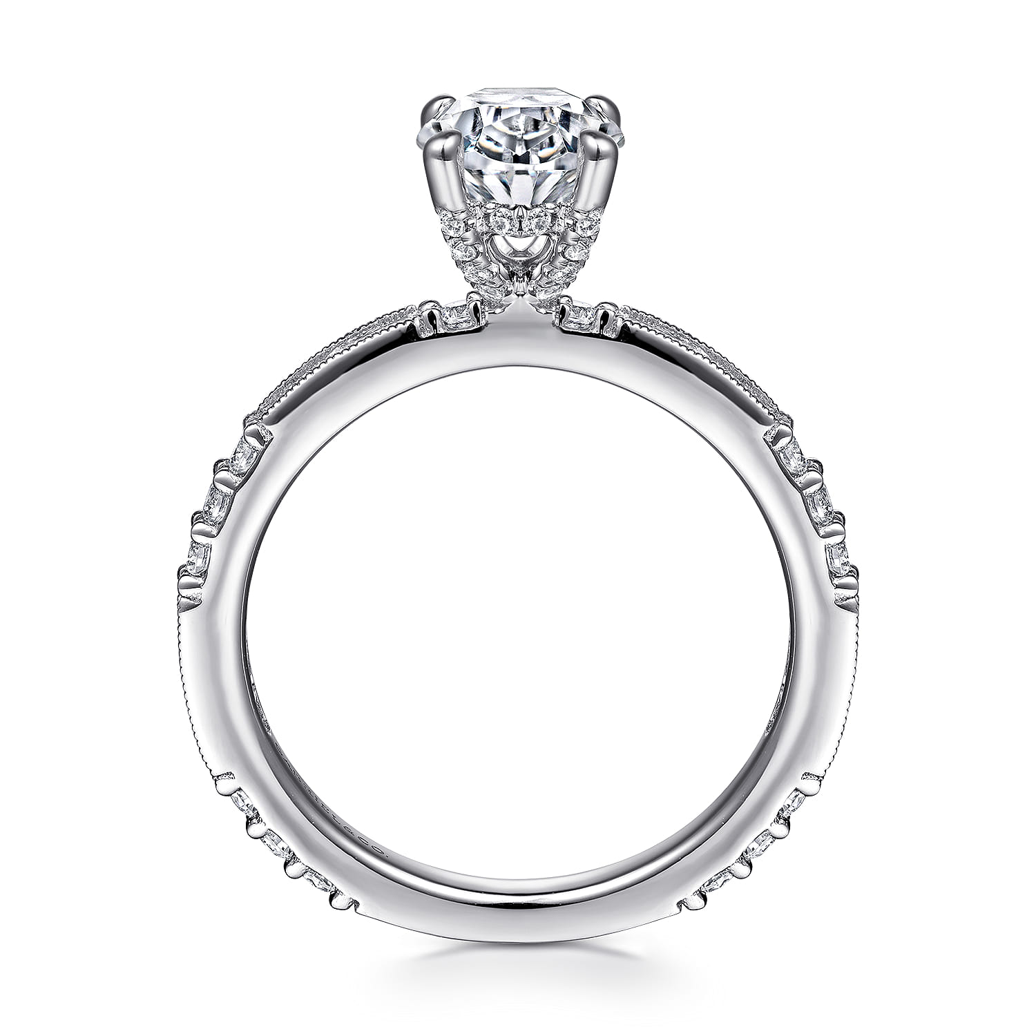 Luca - 14K White Gold Oval Diamond Engagement Ring - 0.63 ct - Shot 2