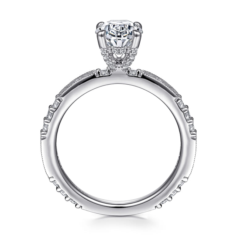 Luca - 14K White Gold Oval Diamond Engagement Ring - 0.63 ct - Shot 2