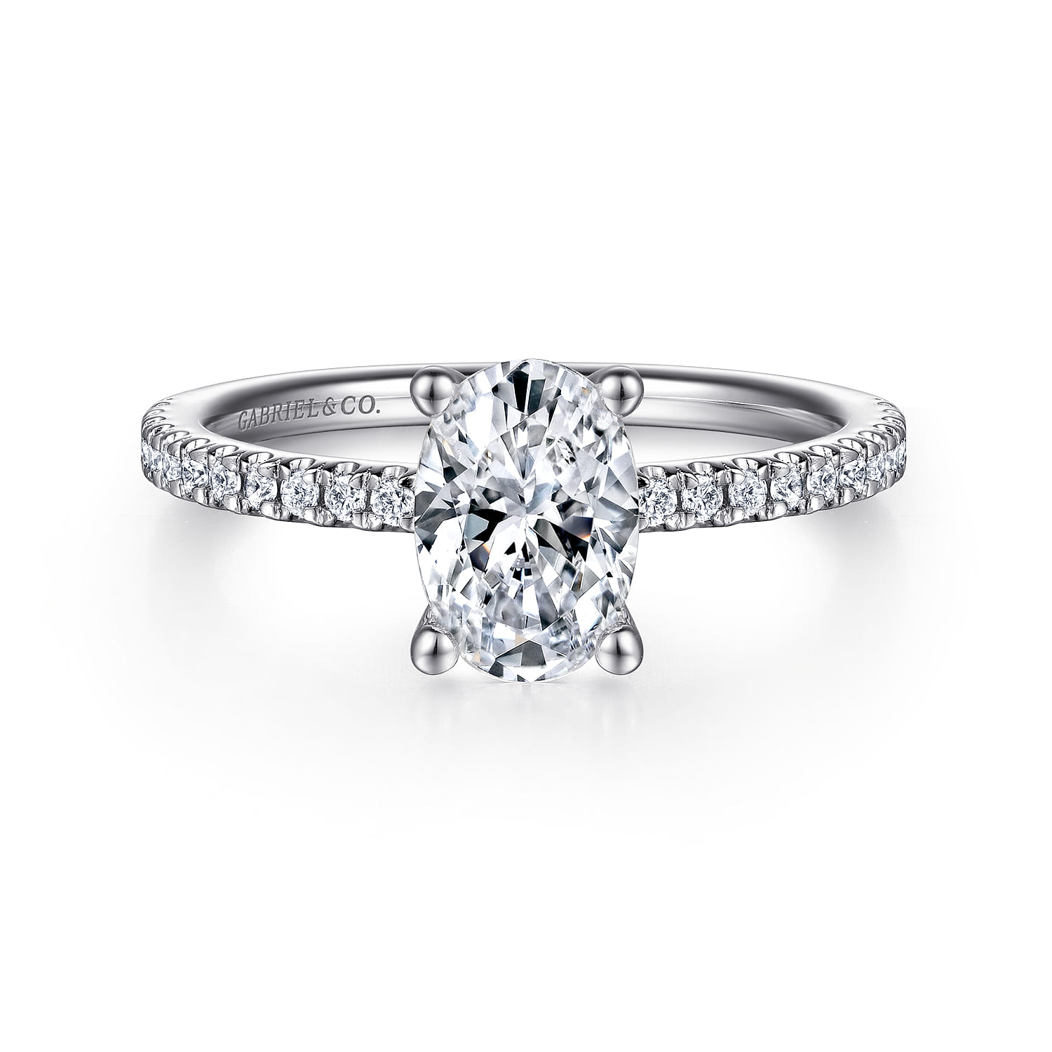 Evelyn - 14K White Gold Oval Diamond Engagement Ring - 0.18 ct - Shot 1
