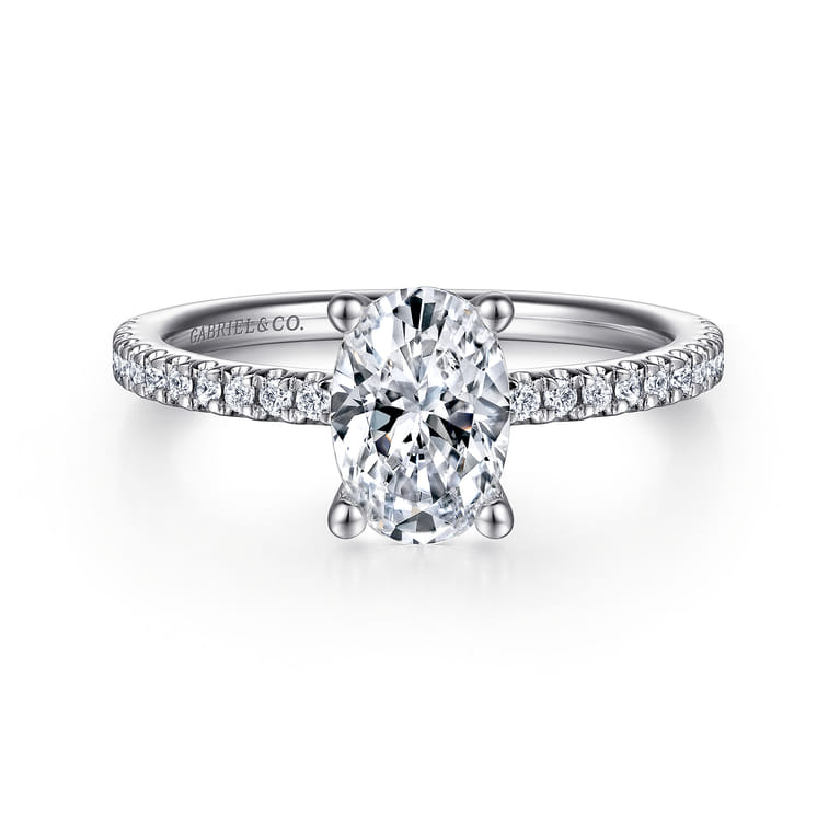 Evelyn - 14K White Gold Oval Diamond Engagement Ring - 0.18 ct - Shot 1
