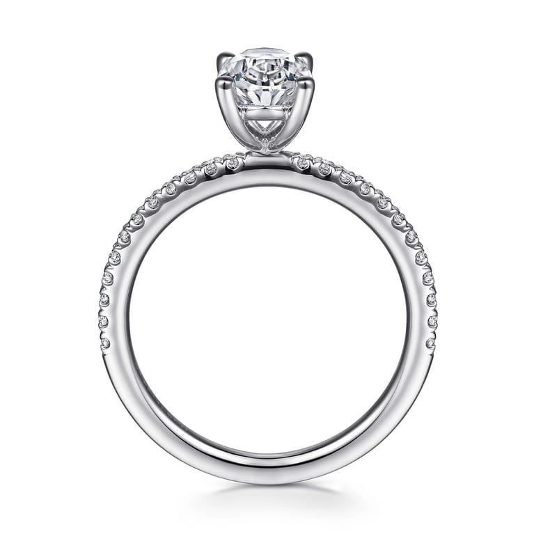 Evelyn - 14K White Gold Oval Diamond Engagement Ring - 0.18 ct - Shot 2